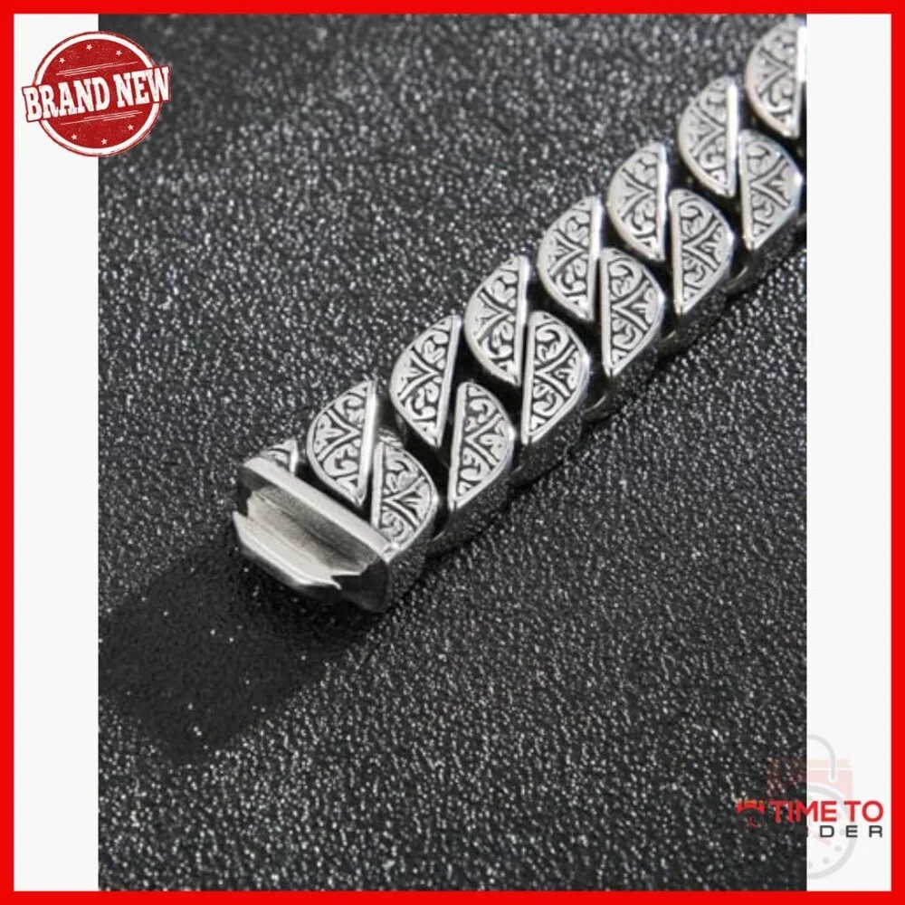 Chunky Sterling Silver Bracelet, Vintage Style, 8.6 Inches, Men's Luxury Gift